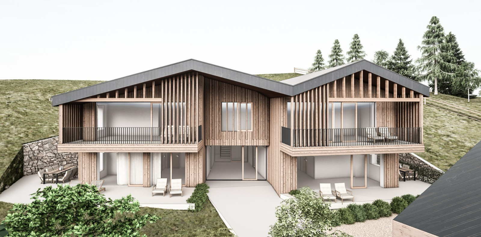 Architektur Rendering Doppelhaus